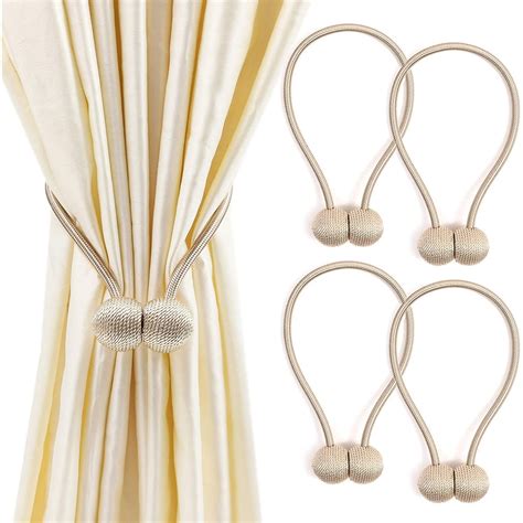 4-Pack Window Curtain Tiebacks Magnetic Hook, Decorative Rope Curtain ...