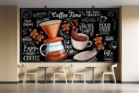 Cafe Wall Poster, Cafe Shop Wallpaper, Coffee Bistro Restaurant Easy ...