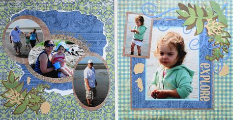 Scrapbook Page - At the Beach - 2 page girl or boy layout with plants ...