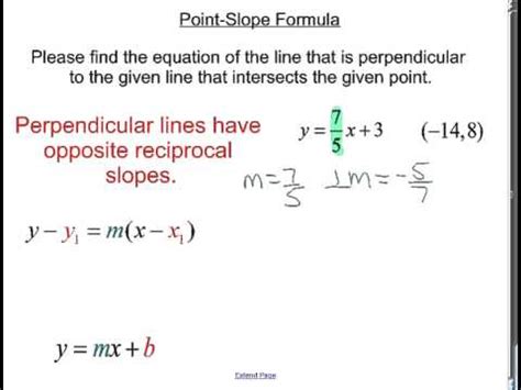 Equation Of Perpendicular Lines Using Point Slope Form - Youtube DEF