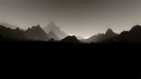 The Elder Scrolls Skyrim landscape a in monochrome minimalistic ...