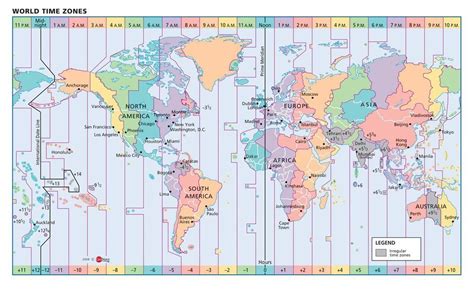 World Time Zone Map with Major Cities