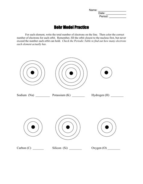 Bohr Model Worksheet With Answers