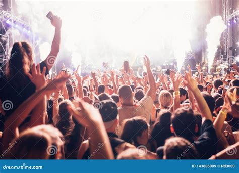 Portrait of Happy Crowd Enjoying at Music Festival Stock Image - Image ...