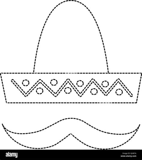 sombrero hat with mustache mexico culture icon image Stock Vector Image ...