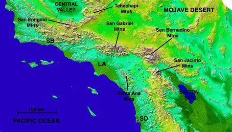 Los Angeles mountains map - Map of Los Angeles mountains (California - USA)