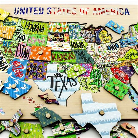 Wooden Usa Puzzle - Etsy