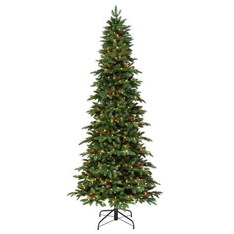 CC Christmas Decor 7.5' Pre-Lit Slim Spruce Artificial Christmas Tree ...