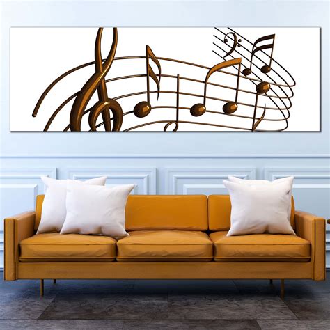 Music Harmony Canvas Print, Brown 3D Musical Notes 1 Piece Canvas Wall ...