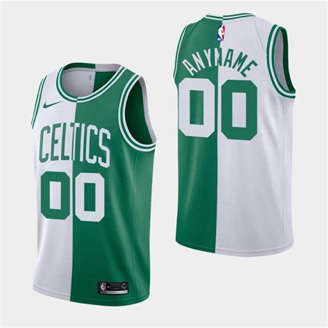 Men's Boston Celtics #00 Custom White Green Split Jersey YTC65E0V ...