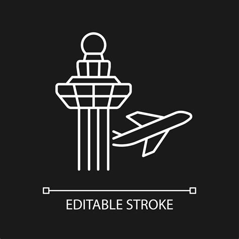 Changi airport control tower white linear icon for dark theme. Visual ...