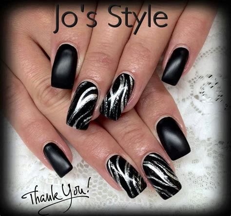 Black and silver Silver Nail Designs, 3d Nail Designs, Pretty Nail ...