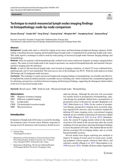 Technique to match mesorectal lymph nodes imaging findings to ...