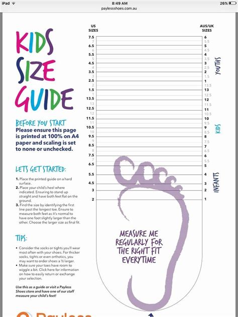 Shoe Size And Foot Length Chart Shoe Chart Printable Size Fo