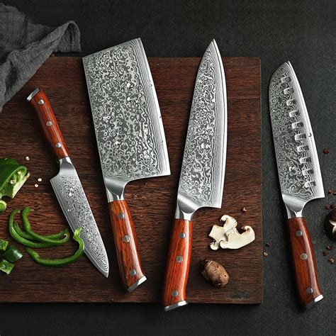 XINZUO 4PCS Kitchen Knife Set vg10 Damascus Steel Kitchen Knives Set ...