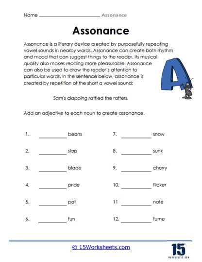 Assonance Worksheets - 15 Worksheets.com