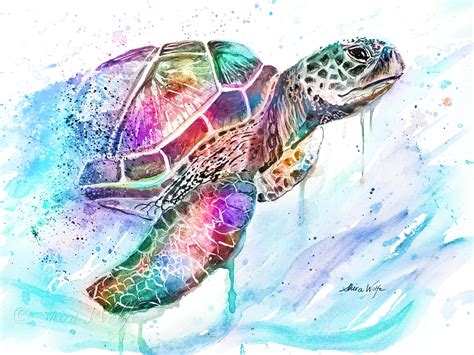 Sea Turtle Watercolor, Digital Art for Download, - Etsy