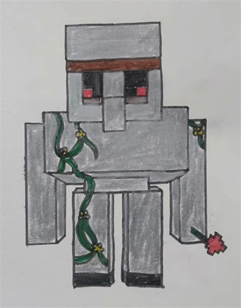 My iron golem. I am not much good at drawing.how is it : r/Minecraft