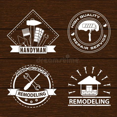 Set of House Renovation Labels and Home Remodeling Logos. Handyman Logo ...