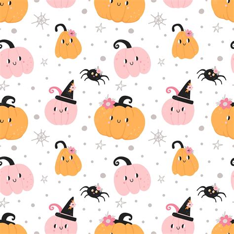 Download Aesthetic Cute Halloween Pumpkins Orange And Pink Wallpaper ...