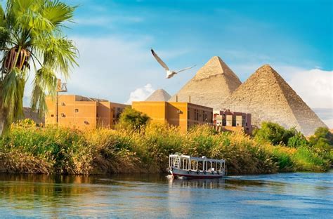 Premium Photo | Pyramids near Nile River