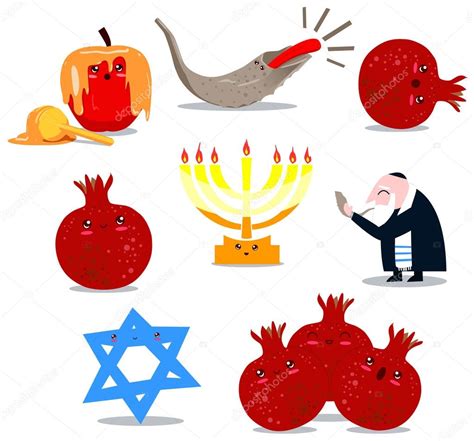 Rosh Hashanah Symbols Pack — Stock Vector © LironPeer #17421381