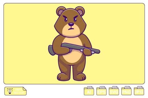 Cute Bear Holding Gun Cartoon Vector Graphic by mokshastuff · Creative ...