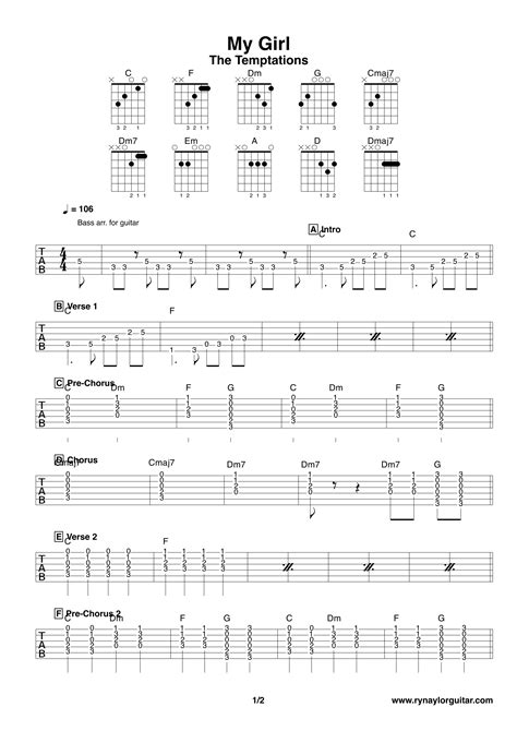 My Girl by The Temptations - Guitar Lesson — Guitar Music Theory ...