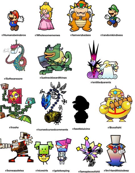 Super Paper Mario Characters potrayed by subreddits. : r/papermario