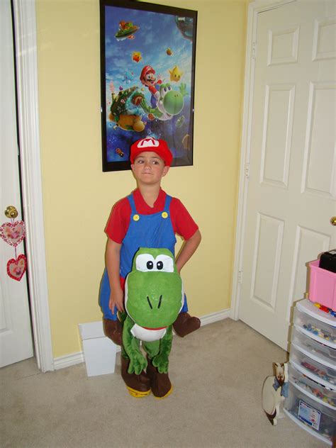 Mario riding Yoshi costume | Yoshi costume, Mario birthday, Placemats kids