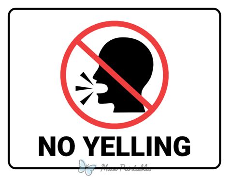 Printable No Yelling Sign