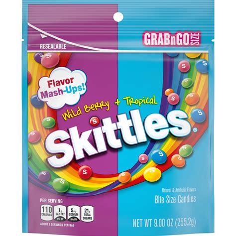 Skittles Wild Berry and Tropical Flavor Mash-Ups Chewy Candy, 9 oz ...