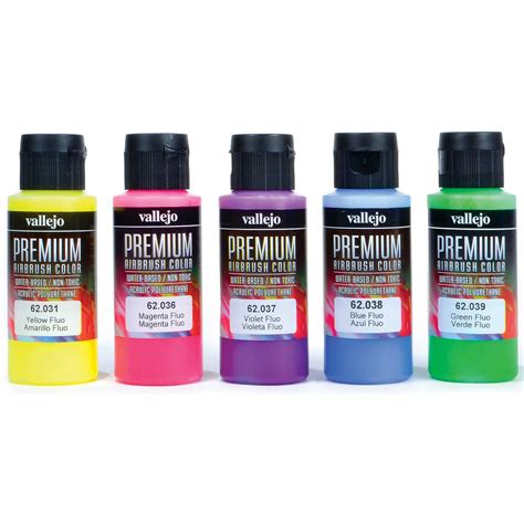 Acrylicos Vallejo Fluorescent Colors Premium Model Paint Set, 2 fl. oz ...