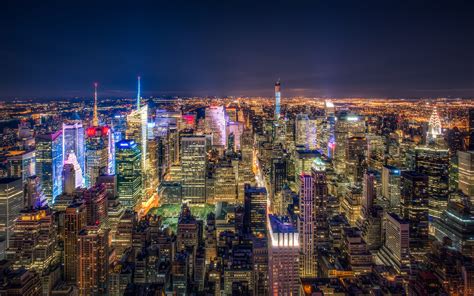 Aerial photography of New York cityscape at night HD wallpaper ...