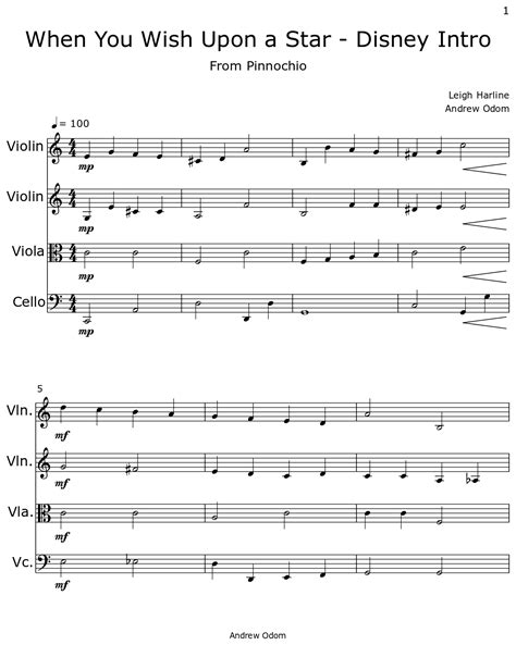 When You Wish Upon a Star - Disney Intro - Sheet music for Violin ...