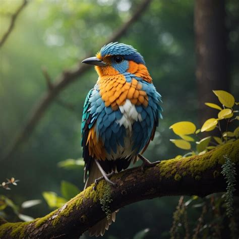 Premium AI Image | beautiful and cute bird setting on the tree at forest