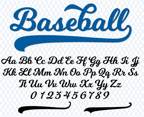 Baseball Font With Tail Baseball Font TTF SVG PNG and Text Tails ...