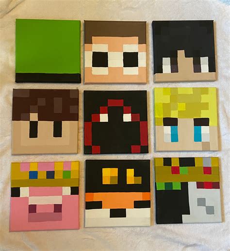 Dream SMP Minecraft Head Paintings 7x7 | Etsy