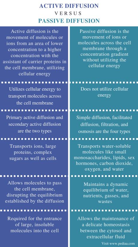 Difference Between Active and Passive Diffusion | Definition, Types of ...