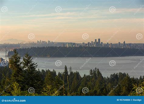 City View of Vancouver and Burnaby BC Stock Photo - Image of morning ...