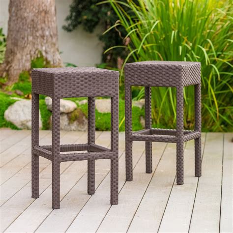 Outdoor Wicker Backless Bar Stool, Set of 2, Dark Brown - Walmart.com