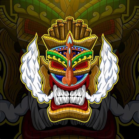 Premium Vector | Tiki mask esport mascot logo