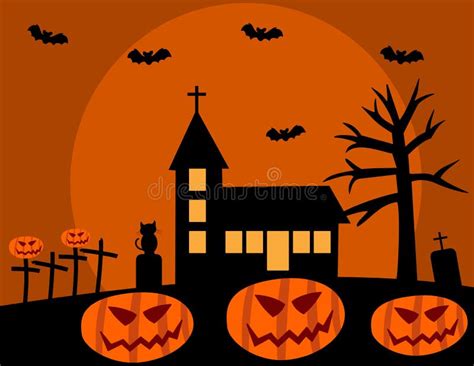 Halloween With Church And Pumpkin Stock Photo - Image: 50343288