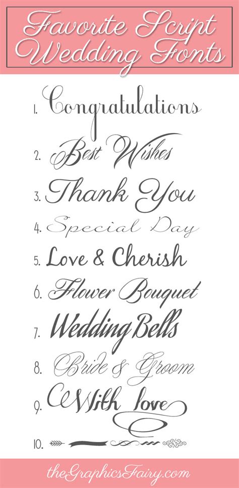 Favorite Script Wedding Fonts - The Graphics Fairy