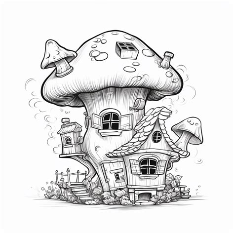 a drawing of a mushroom house