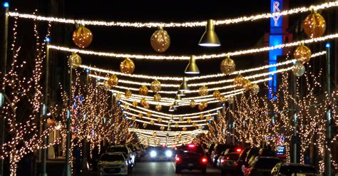 Holiday Night Street Scene with Christmas Lights Picture | Free ...