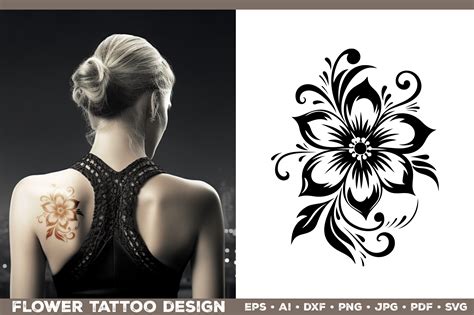 Flower Design SVG. Elegant Flower Tattoo Graphic by julimur · Creative ...