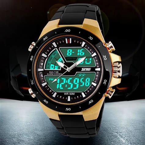 Los hombres deporte Relojes hombres reloj de pulsera Digital de cuarzo ...