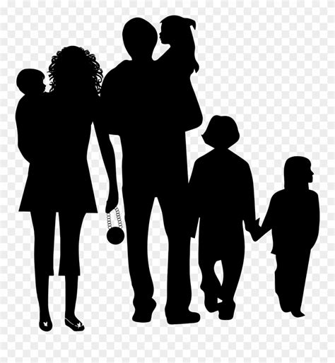 See Here Family Clip Art Black And White - Human Group Silhouette Png ...