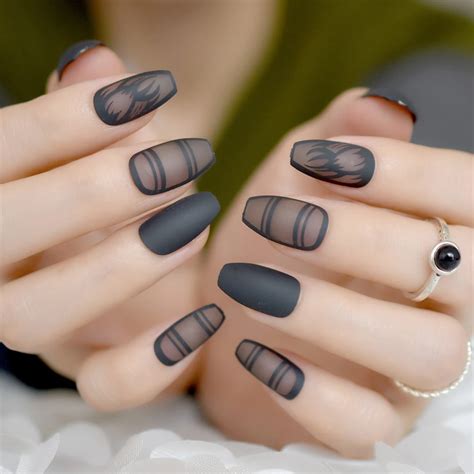 Aliexpress.com : Buy 24pcs Classic Black Matte Nail Art Side Around ...